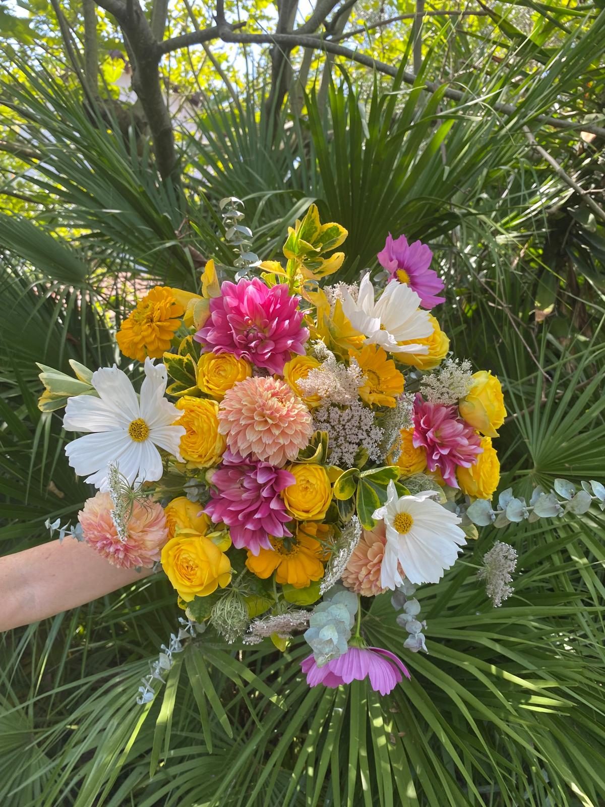 Bouquet coloré, autre vue - La Lunaire fleuriste Boucau